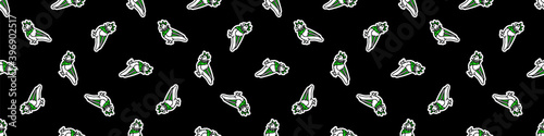 Punk rock pigeon vector seamless border. Simple alternative banner. Kids emo rocker cute hand drawn cartoon grungy tattoo with attitude motif. 
