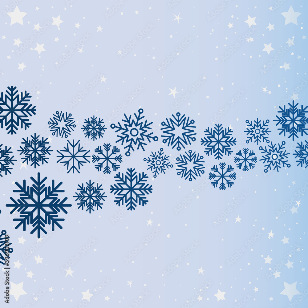set of snowflakes on blue background set of snowflakes on blue background