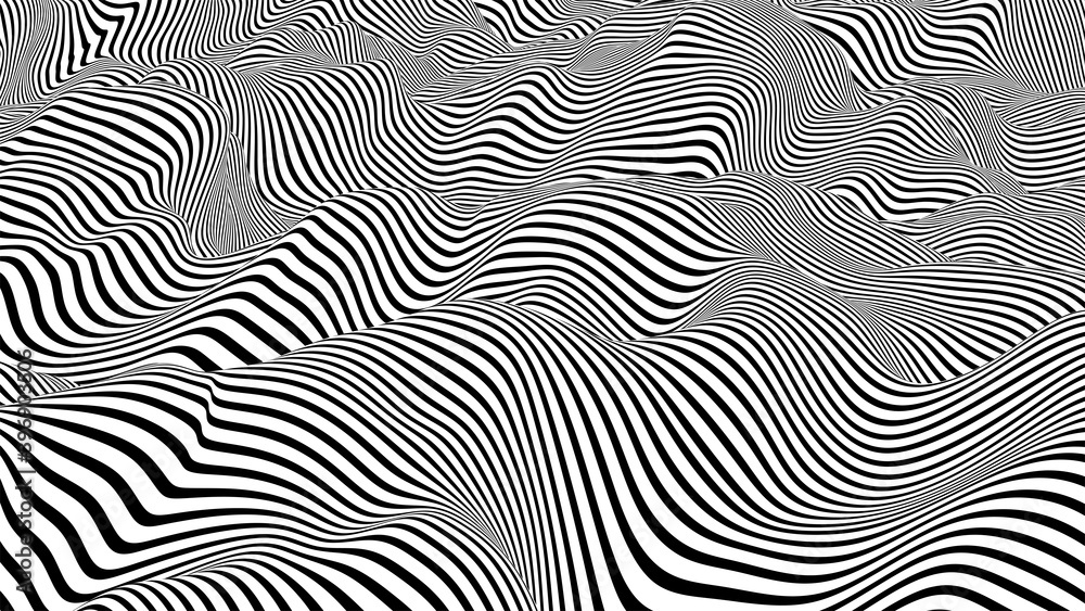 Obraz premium Abstract striped background. Black and white lines optical illusion. Vector illustration.