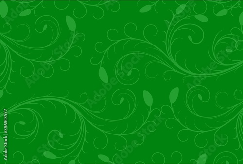 Green floral pattern design with green background vector illustration