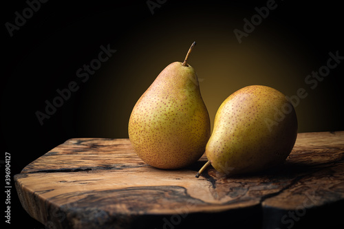 Pears on the end Board on a black background