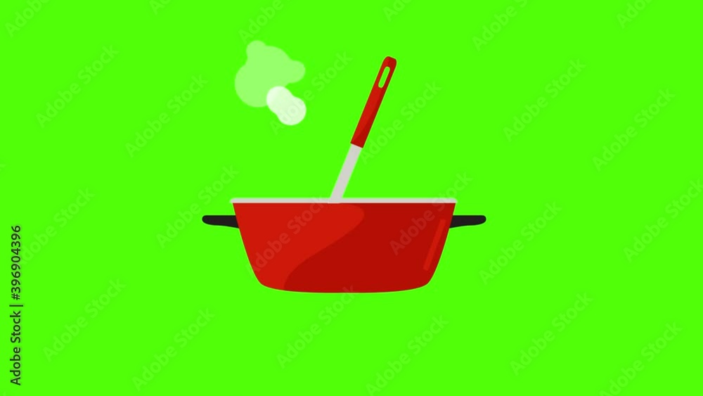 Saucepan animation on green screen chroma key, flat design element Saucepan animation on green screen chroma key, flat design element