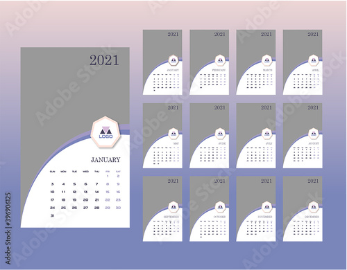 Modern New Year Calendar Design 2021