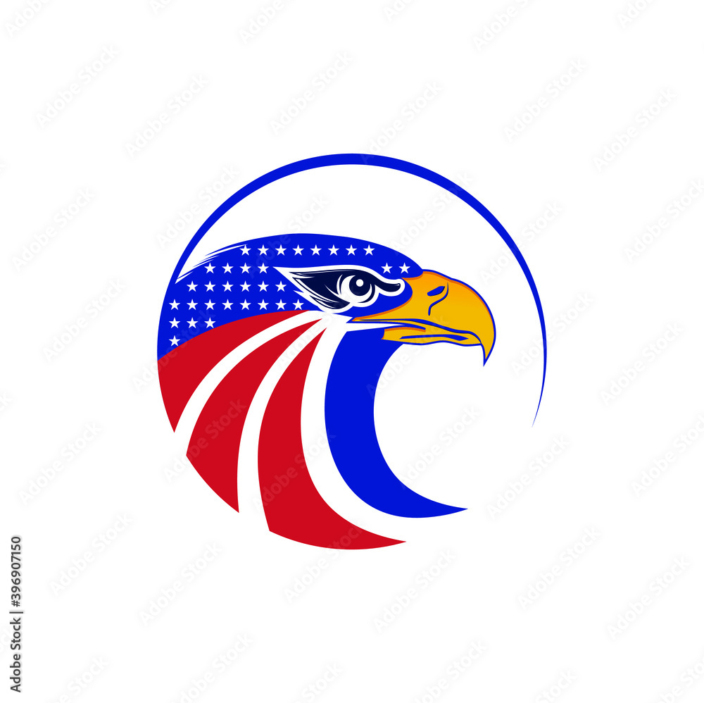 Obraz premium Head eagle with flag illustration vector