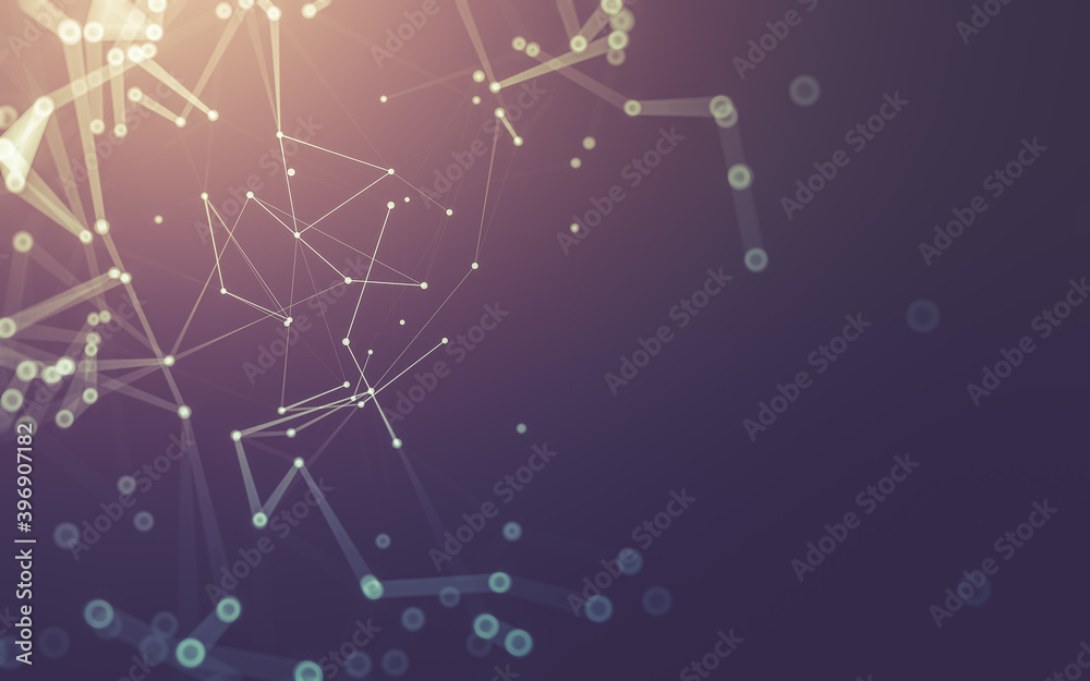 Fototapeta premium Abstract background. Molecules technology with polygonal shapes, connecting dots and lines. Connection structure. Big data visualization.