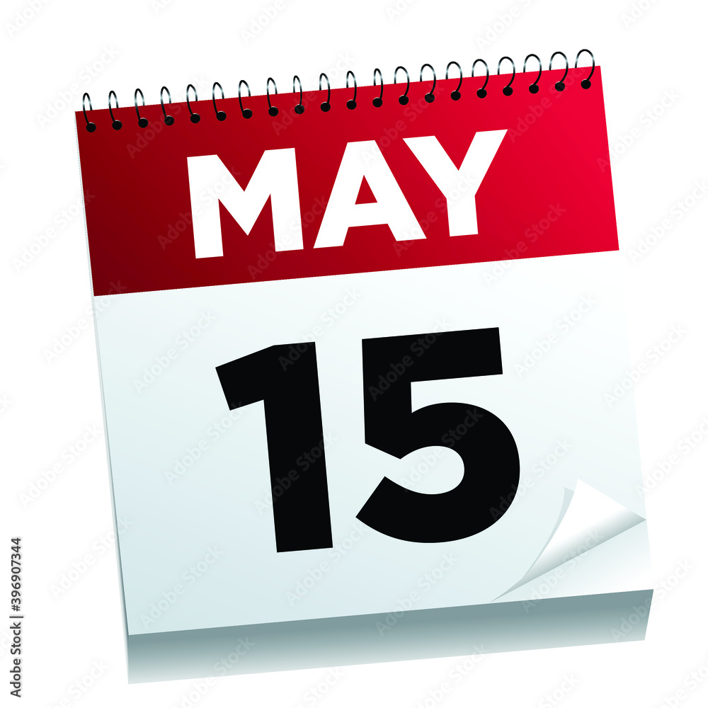 May 15th on a calendar page - illustrated. May 15th on a calendar page - illustrated.