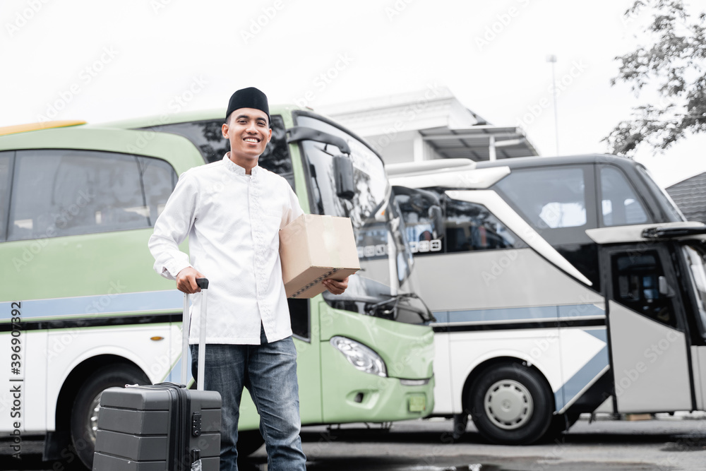 male muslim travel by public bus during pandemic wearing mask male muslim travel by public bus during pandemic wearing mask