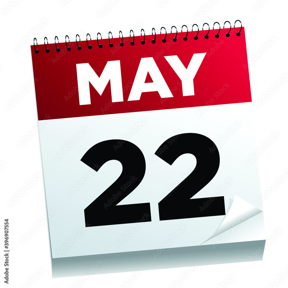 May 22nd on a calendar page - illustrated. May 22nd on a calendar page - illustrated.