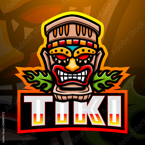Tiki mask mascot esport logo design
