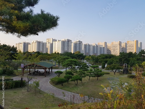 Beautiful city park background in siheung city Sout Korea photo