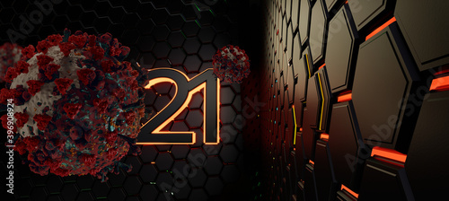 virus cell 2021 grid hexago...