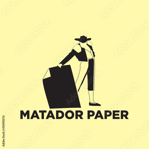 silhouette of a MATADOR  holding PAPER