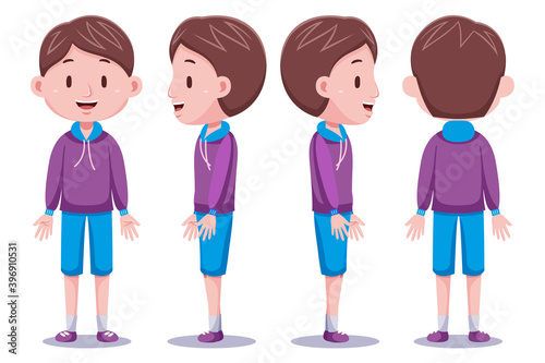 Cute boys character in different poses