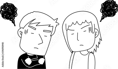 Monochrome Husband and wife quarrel