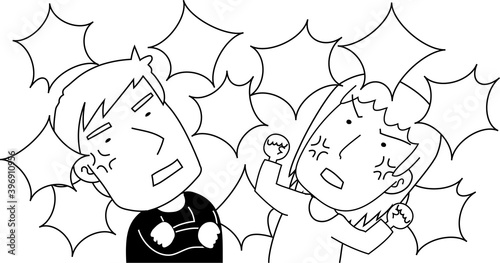 Monochrome Husband and wife quarrel