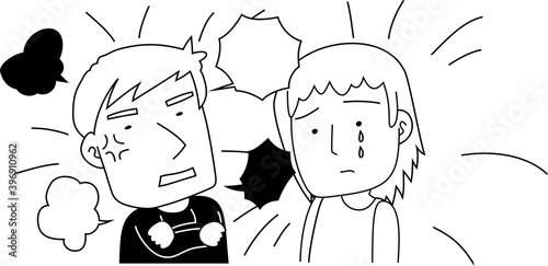 Monochrome Husband and wife quarrel