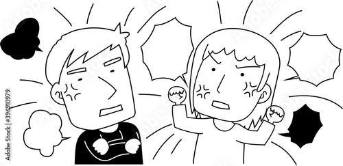 Monochrome Husband and wife quarrel
