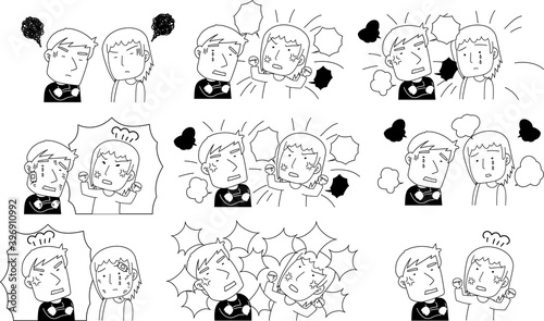 Monochrome Husband and wife quarrel