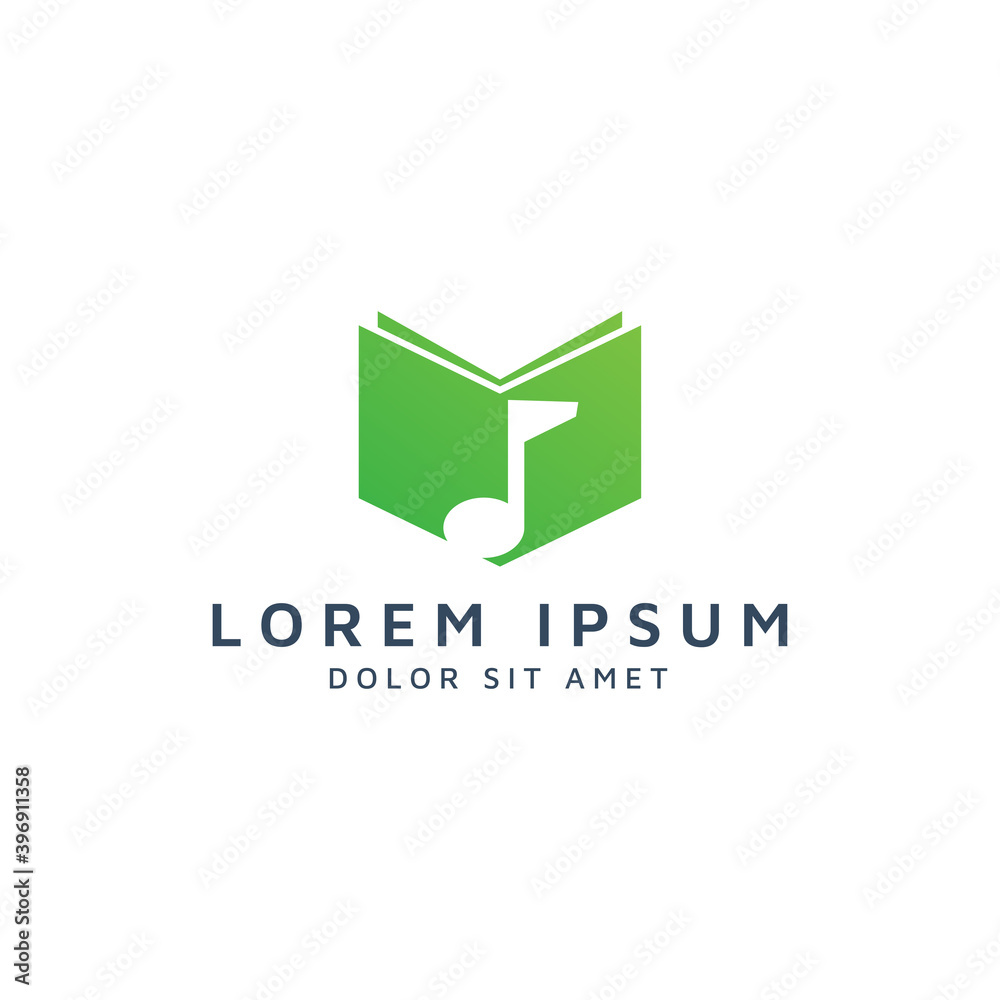 book and music negative space logo design book and music negative space logo design