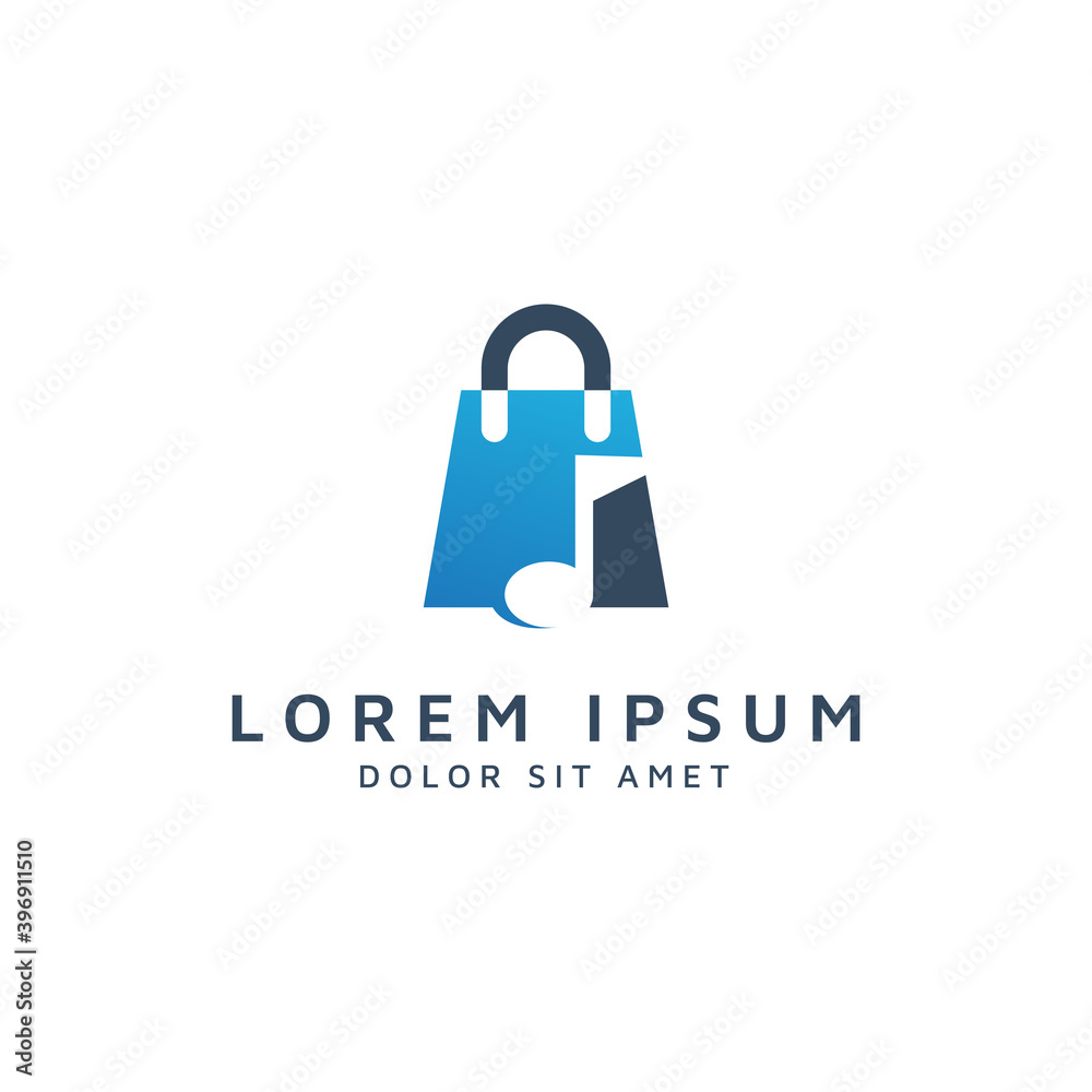 shopping and music negative space logo design shopping and music negative space logo design