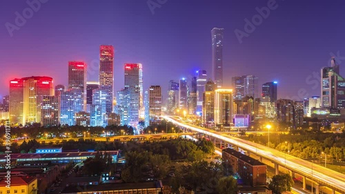 Wallpaper Mural China,Beijing financial center,international trade and business circle,modern cityscape at night,time lapse. Torontodigital.ca