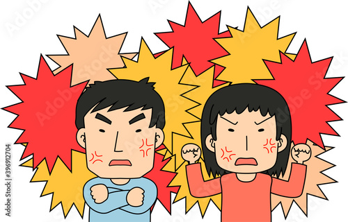 angry couple making a fierce complaint