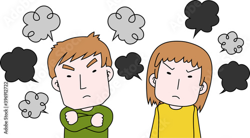 Caucasian angry couple making a fierce complaint