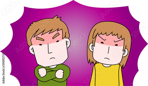 Caucasian angry couple making a fierce complaint