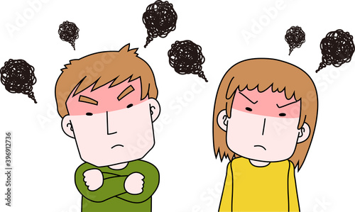 Caucasian angry couple making a fierce complaint