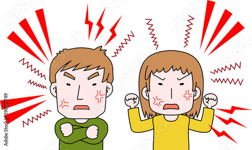 Caucasian angry couple making a fierce complaint