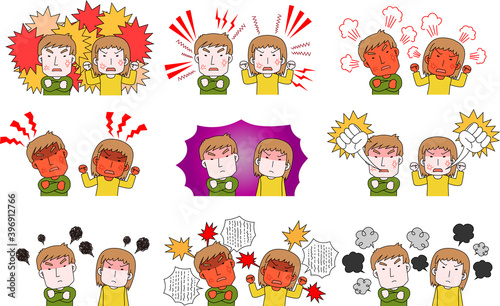 Caucasian angry couple making a fierce complaint
