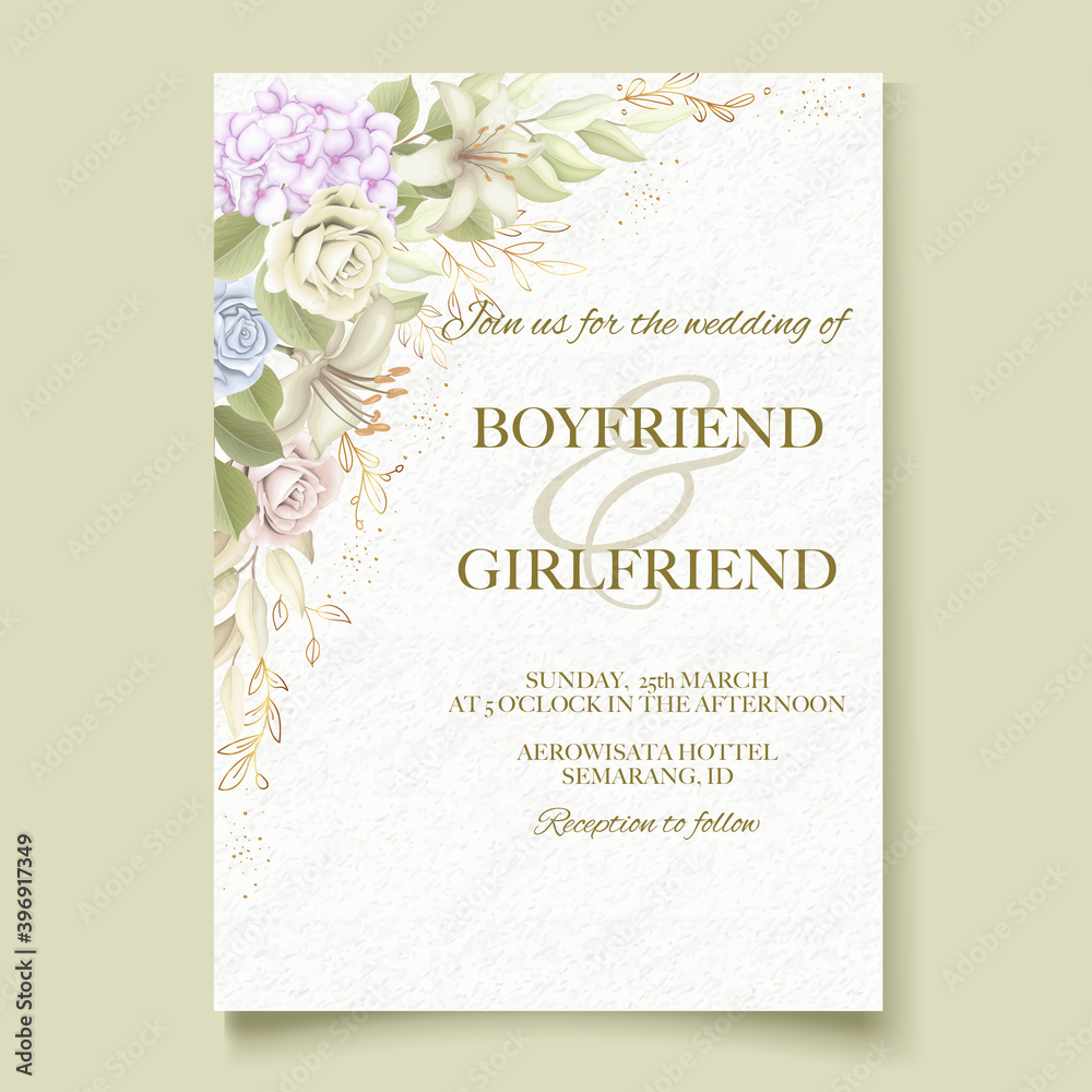 Obraz premium Elegant beautiful floral and wedding invitation