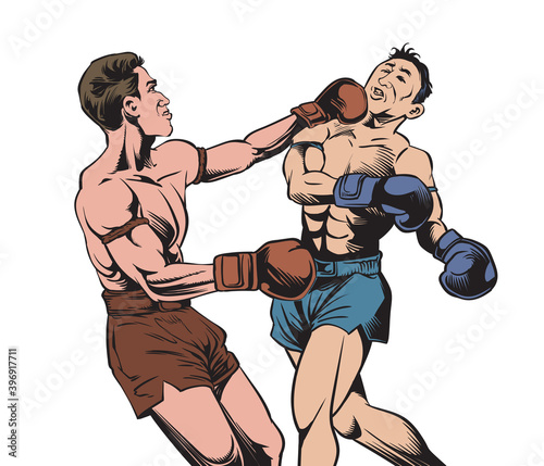The magnificent martial arts of Muay Thai. Pop art vector illustration