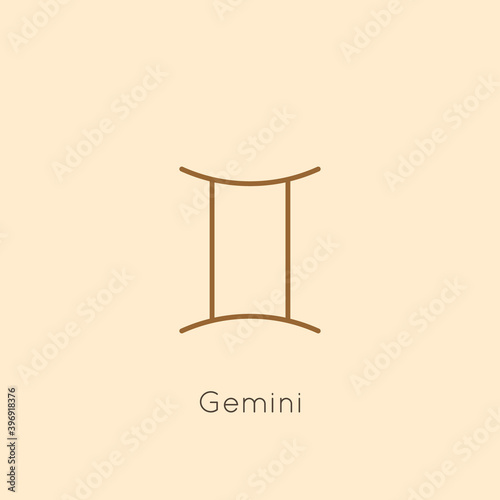 Gemini Zodiac sign Icon in a Minimal Linear Style. Vector Horoscope Symbol for Astrology, Calendar, Tattoo, t-shirt print