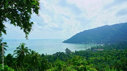 timelapse cloud moving with beautiful ocean sea veiw at Naern Thae Wada viewpoint in Nakhon Si Thammarat, Thailand photo