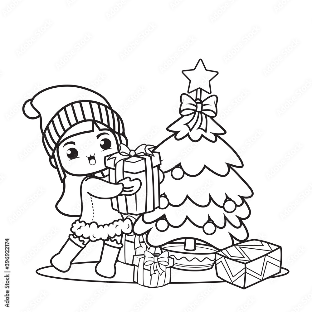 coloring book with cute girl christmas caracther collection (1)