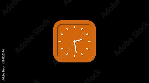 New brown color square 3d wall clock isolated on black background