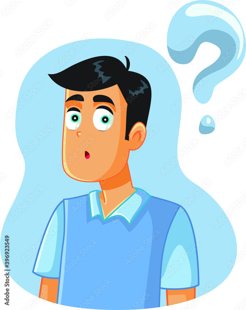 Confused Man Having Many Questions Vector Cartoon Confused Man Having Many Questions Vector Cartoon