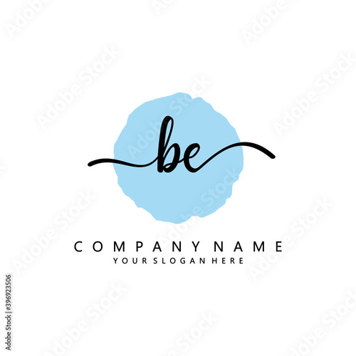 BE Initial handwriting logo template vector
