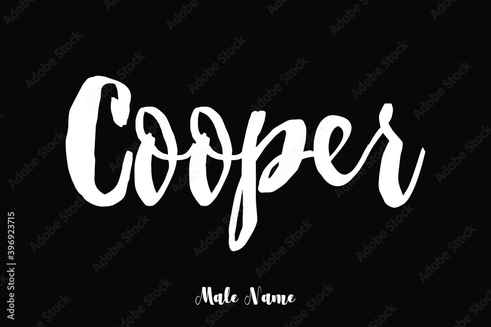 Cooper-Male Name Cursive Calligraphy Text on Black Background Stock