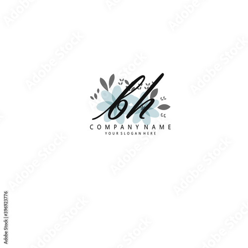 BH Initial handwriting logo template vector 