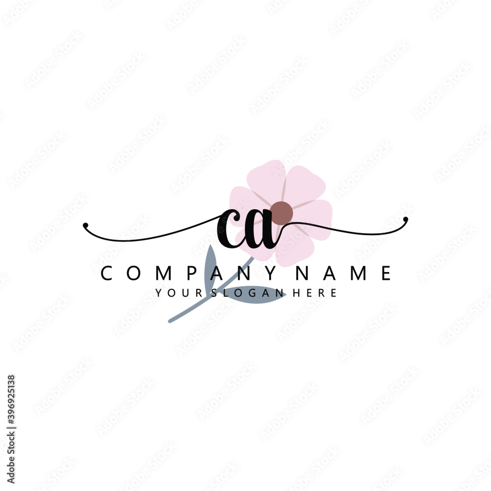 CA Initial handwriting logo template vector
