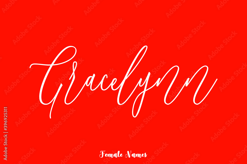 Gracelynn-Female Name Cursive Typography Phrase On Red Background