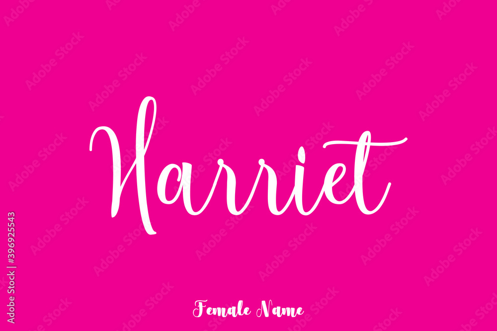 Harriet-Female Name Cursive Calligraphy White Color Text On Pink Background