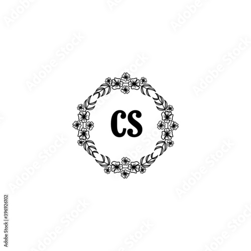 CS Initial handwriting logo template vector
