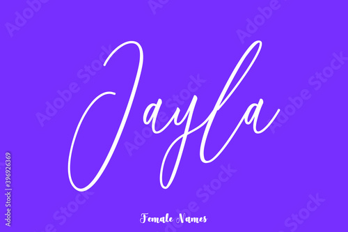 Jayla-Female Name Cursive Calligraphy On Purple Background