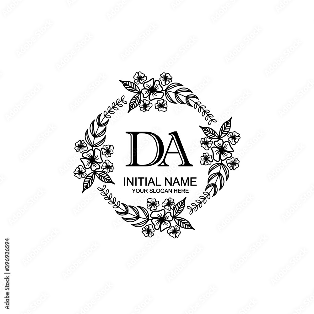 DA Initial handwriting logo template vector
