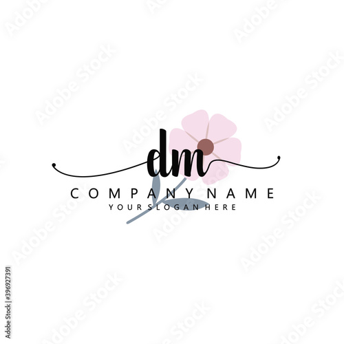 DM Initial handwriting logo template vector
