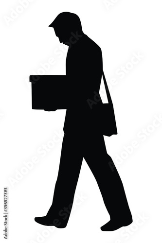 Sad unemployed business man silhouette vector on white