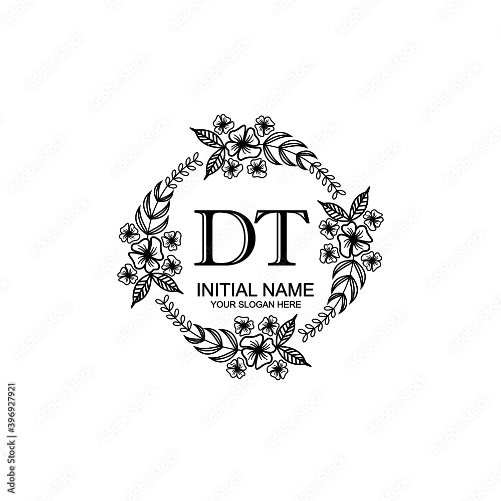 DT Initial handwriting logo template vector
